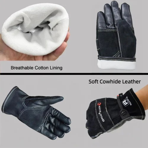 Miniatura 2 de Guantes de trabajo de cuero de vaca para hombres, resistentes para jardinería, patio, paisajismo, soldadura, mecánica, construcción, campamento