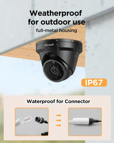 Miniatura 5 de Sistema de Seguridad con 4 Cámaras PANOOB 5MP, 4X Cámaras IP de 5 Megapíxeles con Cable para Exteriores con Domo y Torreta con Detección de Personas