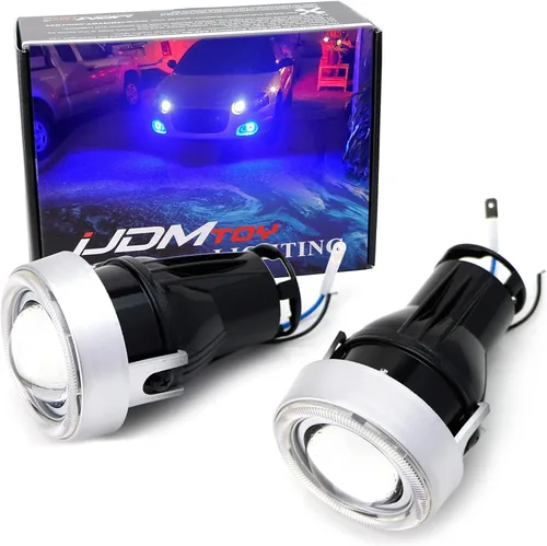iJDMTOY - Ajuste universal, 3 pulgadas, lámparas de luz antiniebla con ledes 40-SMD, halógenas, anillos Angel Eyes, para cualquier auto., Ultra azul