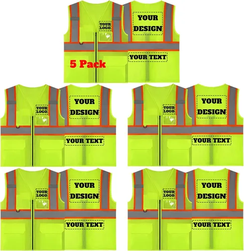Miniatura 25 de Chaleco de seguridad reflectante de malla con logotipo personalizado con cremallera Chaleco de alta visibilidad para construcción al aire libre Ropa