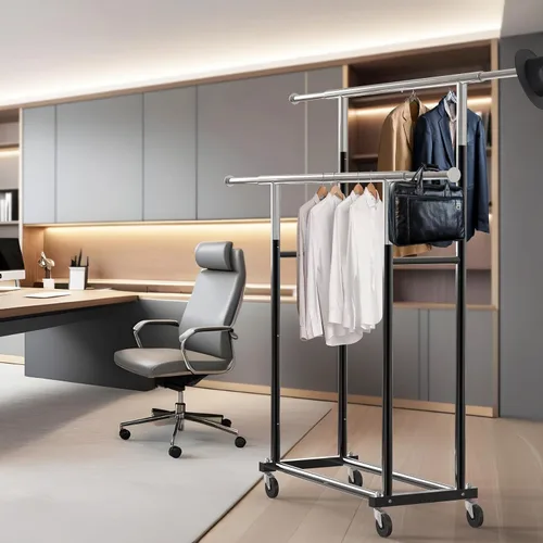 Miniatura 5 de Simple Houseware Perchero estándar de doble barra, negro