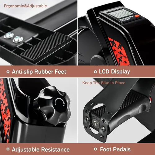 Miniatura 5 de Ejercitador de pedal mejorado, volante de metal resistente para debajo del escritorio, bicicleta con pantalla LCD, mini bicicletas estacionarias