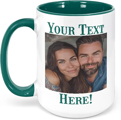 Miniatura 14 de Taza de café de cerámica negra personalizada de 11 onzas con texto, mensaje, tu texto aquí, nombre, DYE Taza para Cafe personalizadas, con foto