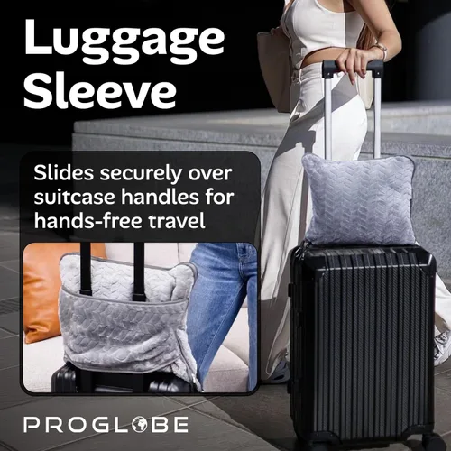 Miniatura 5 de Proglobe Manta de viaje y almohada – Manta de forro polar ultra suave y ligera para avión, automóvil, campamento, autobús, viajes, manta acogedora