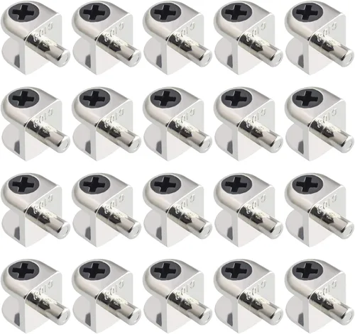 Miniatura 23 de Pinzas de soporte de vidrio para estante, 20 unidades, ajustables, sin marco, de aleación de zinc, acabado cepillado, con pasador, soportes