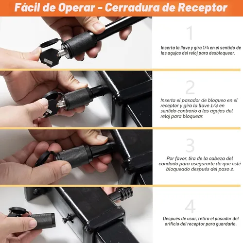Miniatura 4 de CZC AUTO - Cerradura para receptor de enganche de automóvil, con pasador de 5/8 pulgadas para receptor de clase III IV de 2 y 2-1/2 pulgadas