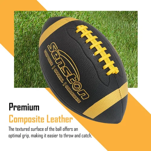 Miniatura 7 de Senston Fútbol Tamaño 9/6 – Premium Composite Cuero Escuela Secundaria/Niños/Jóvenes Fútbol con Bomba Tamaño Pelota de Pie con Bomba