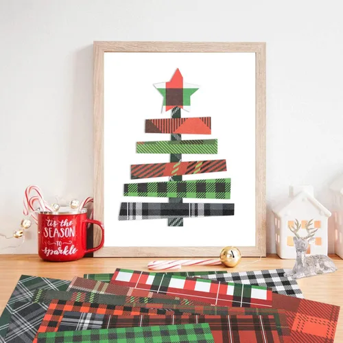 Miniatura 6 de Haooryx 60 hojas de papel de origami a cuadros de Navidad de doble cara de 11 x 11 pulgadas, colección de papel decorativo a cuadros rojos y verdes
