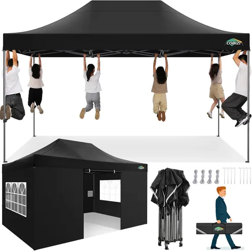 Miniatura 17 de COBIZI Toldo de 10 x 20 pies con paredes laterales, carpa de fiesta resistente para fiestas, bodas, tienda de campaña portátil plegable fácil