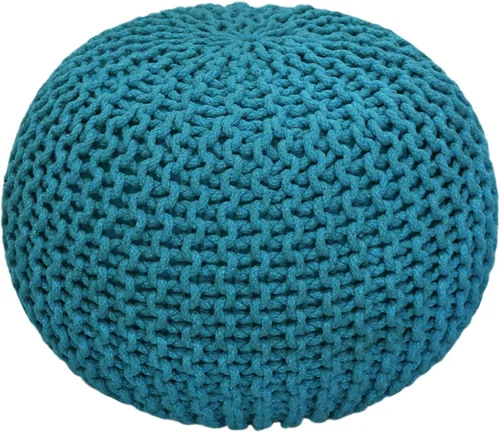 Miniatura 12 de COTTON CRAFT Puf Cubo Trenzado – Otomana de Cordón de Algodón Tejido a Mano Cable Dori – Taburete para Pies – Puf de Piso – Reposapiés – Asiento