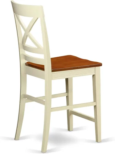 Miniatura 4 de East West Furniture QUS-WHI-W Quincy Taburete de bar altura de mostrador, sillas de comedor de altura de pub, juego de 2, suero de leche y cereza