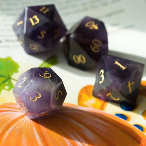 Miniatura 7 de UDIXI Juego de dados de piedras preciosas de amatista, dados DND de piedra de cristal D&D con estuche de regalo para juegos de rol y juegos de mesa