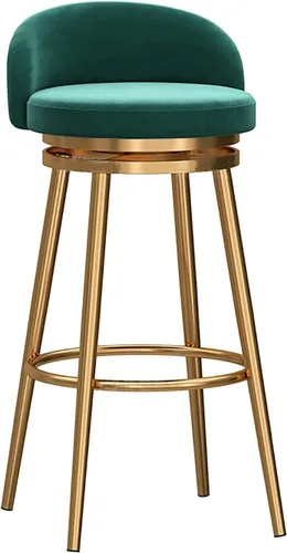 Juego de taburetes de bar giratorios Verdes modernos con respaldo y reposapiés, sillas de cocina ajustables para comedor en isla.