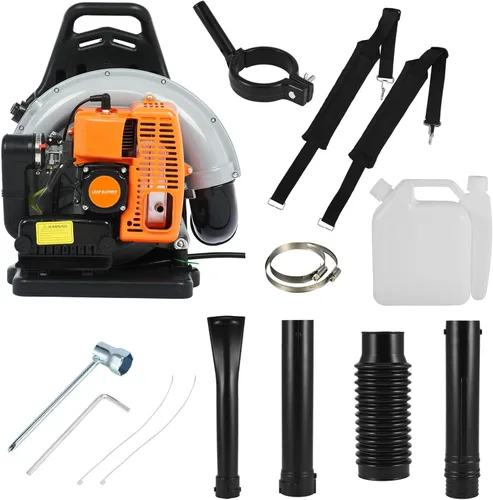 Soplador de hojas de mochila, 63CC 665 CFM 3HP Motor de 2 tiempos soplador de hojas de gas, soplador de hojas de gas de alta resistencia, soplador