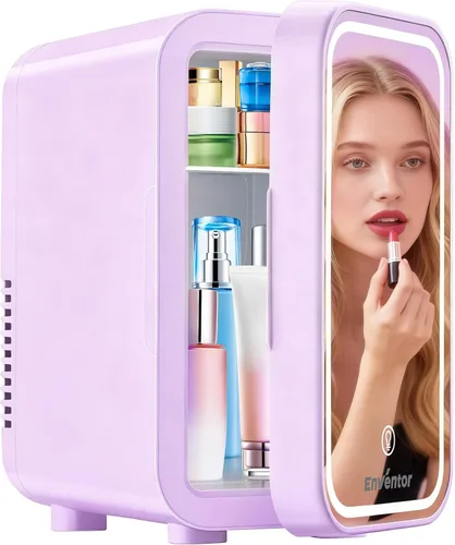 Miniatura 9 de Enventor Mini refrigerador para el cuidado de la piel, refrigerador pequeño para dormitorio, refrigerador de belleza para maquillaje con espejo LED