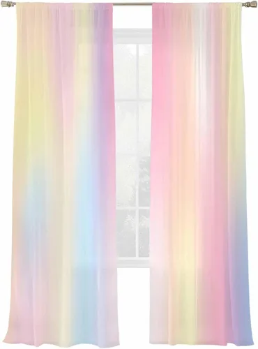Miniatura 11 de Paneles de cortinas traslúcidas de gasa de 45 pulgadas de largo, cortinas semitransparentes con bolsillo para barra de camión, cortinas