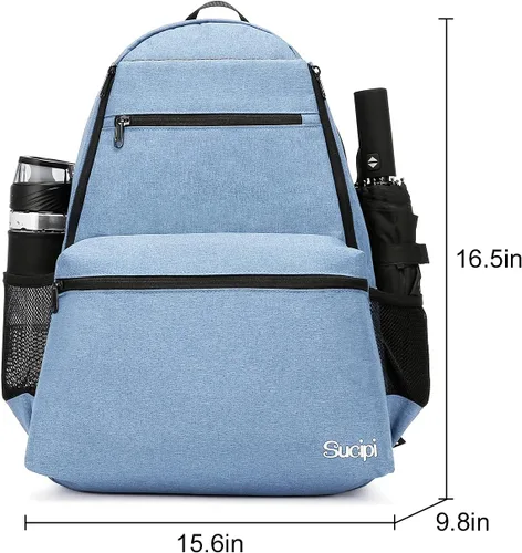 Miniatura 2 de Sucipi Bolsa de Tenis Profesional Mochila de Tenis para Hombres y Mujeres Bolsas de Raqueta con Capacidad para 2 Raquetas con Compartimento Azul
