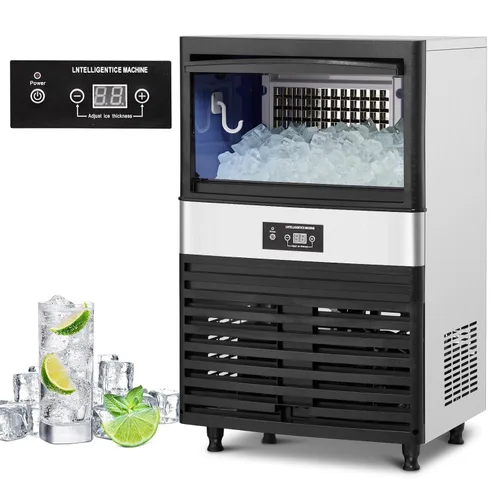 GARVEE Máquina comercial para hacer hielo de 80 libras/24 horas, máquina de hielo debajo del mostrador de acero inoxidable con capacidad de