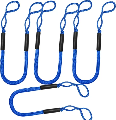 Líneas elásticas para muelle – Accesorios para barcos – Cuerda de amarre de 4 pies para PWC, moto acuática, pontón, kayak, canoa, lancha motora, Azul