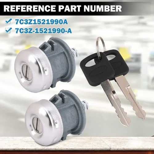 Miniatura 3 de Cilindro de cerradura de puerta con juego de llaves compatible con Ford F150 1997-2011 F250 1997-99 F350 Super Duty 1998-2016 - Sustituye a
