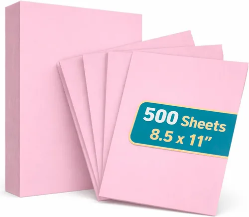 1InTheOffice Papel de copia rosa, papel de impresora de color, 8.5 x 11 pulgadas, tamaño carta, densidad de 20 libras, paquete de 500