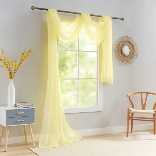 Miniatura 16 de Luvyohmee Cenefas de bufanda negras para ventanas, cenefa transparente de 144 pulgadas, cenefas transparentes para ventanas, tela para drapear
