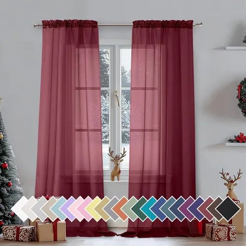 Miniatura 222 de Aiyufeng 2 paneles de cenefa transparente negra de 14 pulgadas de largo, cortinas cortas negras transparentes para dormitorio, cortinas de cocina