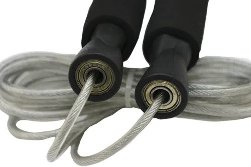 Miniatura 3 de DA VINCI Cuerda de saltar con cable de velocidad ajustable de 10 pies con mecanismo de mango de rodamiento de bolas y peso de 1/3 lb en cada mango
