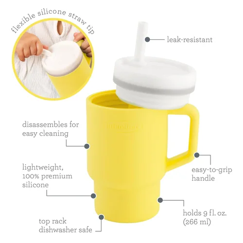 Miniatura 5 de Infantino Mi primer vaso – Adorables vasos en miniatura con pajita resistente a fugas y asa amigable para niños pequeños, fomenta la hidratación