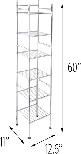 Miniatura 7 de Honey-Can-Do BTH-03484 Estante de baño de metal de 6 niveles, 12.6 pulgadas de largo x 11 pulgadas de ancho x 59.8 pulgadas de alto, cromado