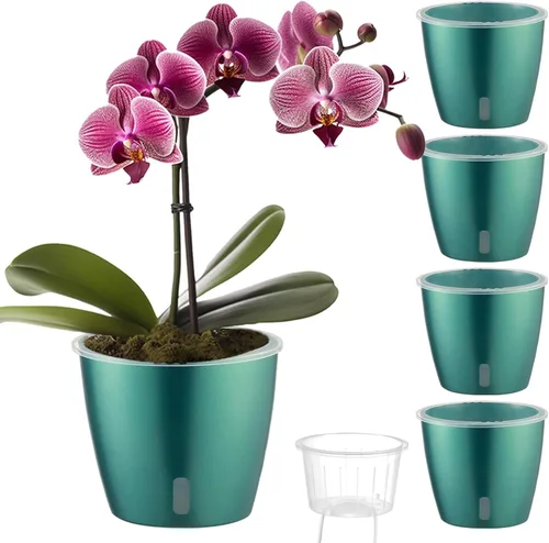 Miniatura 15 de Macetas de riego automático para plantas de interior, paquete de 16 macetas de riego automático con orificios de drenaje, macetas pequeñas