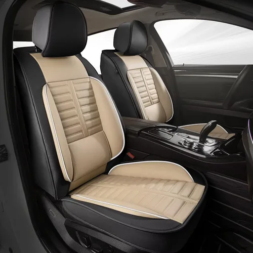 Miniatura 24 de Juego de fundas de asiento de automóvil para GMC Canyon 2015-2025, juego de fundas de asiento delantero de cuero con soporte lumbar, protector