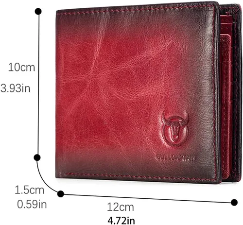 Miniatura 81 de LUKZIJAES Billetera de cuero genuino para hombre, con bloqueo RFID, delgada, plegable, bolsillo frontal, #3-Café, Vintage