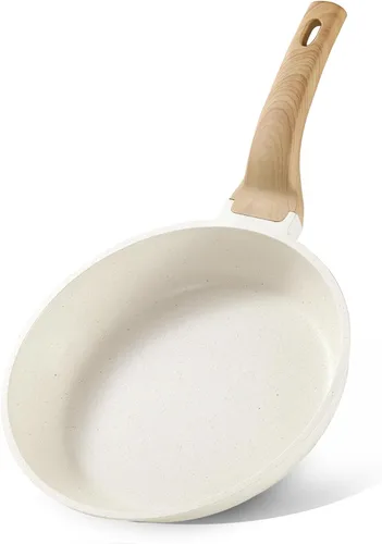 CAROTE Sartén antiadherente para saltear y freír, sartén para tortillas, sartén de chef de granito no tóxica y saludable, sartén para huevos Blanco