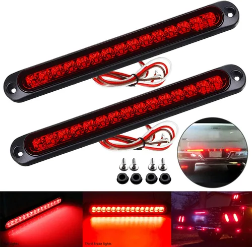 Miniatura 2 de Paquete de 2 Luces de Identificación de Remolque LED de 10", 15 LED, 9 a 30 voltios, Conjunto de Luz Trasera LED de Parada Giro Cola, Tercera Barra