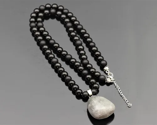 Miniatura 46 de Colgante de turmalina cruda natural, Collar de cuentas de ónix negro genuino, Collar de piedra negra, Collar de piedras preciosas, Cuentas de 0.315