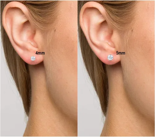 Miniatura 4 de Juego de 1 par de aretes de titanio de grado implante hipoalergénico de 0.118 pulgadas, 0.157 pulgadas, 0.175 pulgadas, 0.236 pulgadas, circonita