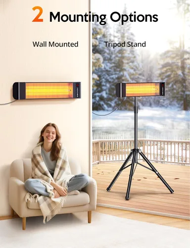 Miniatura 4 de VAGKRI Calentadores para exteriores, calentador eléctrico infrarrojo para patio con control remoto y temporizador de 12 horas, impermeable IP65, 3