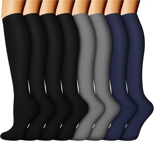 Miniatura 15 de ACTINPUT 8 pares de calcetines de compresión para mujeres y hombres, medias de compresión de apoyo para médicos, correr, atletismo
