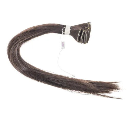 Miniatura 2 de SWACC 12 extensiones de cabello sintético lacio con clip, de un solo color, para fiesta, para mujer, color marrón oscuro (#4)