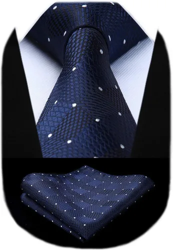 Miniatura 29 de HISDERN Conjunto de corbata a cuadros a cuadros pañuelo tejido clásico formal para hombre corbata y bolsillo cuadrado