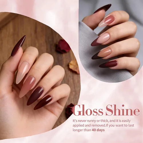 Miniatura 4 de Juego de esmaltes de uñas de gel, 6 colores, beige, nude, marrón, vino oscuro, kit de esmalte de uñas LED UV, kit de uñas Minicure DIY para salón