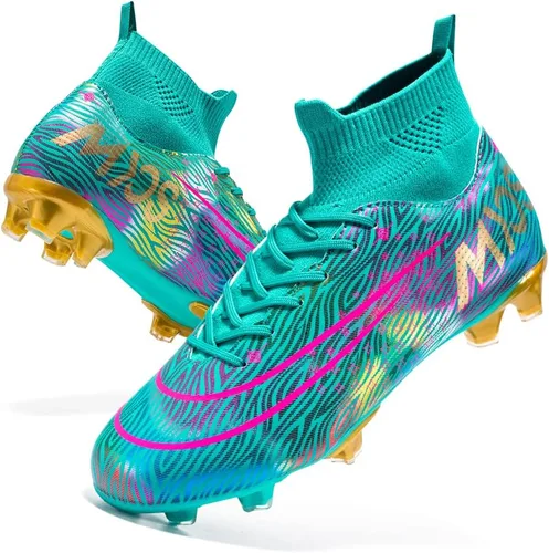 Miniatura 6 de JIEBUNIAO Botas de fútbol para hombre, tacos profesionales, zapatos de césped para mujer, tenis de entrenamiento de fútbol atlético para niños