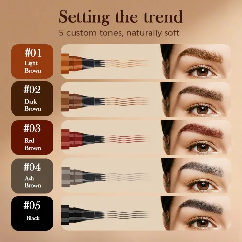 Miniatura 7 de Lápiz de cejas Microblading, resistente al agua, para mujer, con 4 puntas, maquillaje mágico natural para cejas, lápiz de contorno de trazos finos