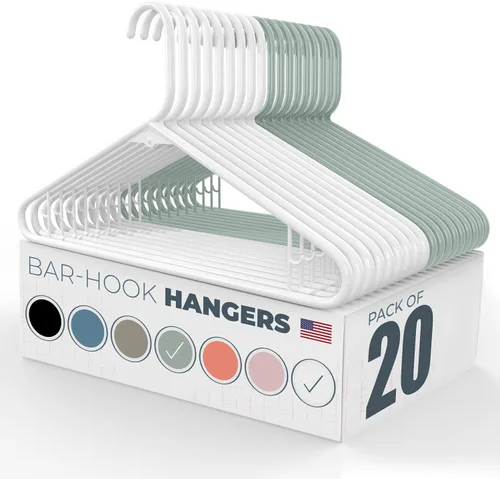 Miniatura 24 de Paquete de 100 perchas de plástico, fabricadas en los Estados Unidos, capacidad de 6 libras, perchas estándar con ganchos para correa para vestidos