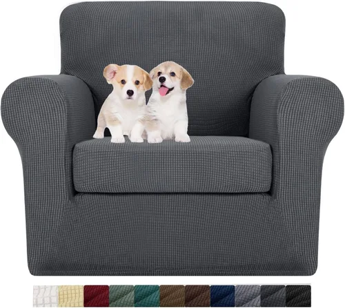 Miniatura 8 de MAXIJIN Fundas para sillas de 2 piezas con brazos, súper elásticas, para sala de estar, perros, a prueba de mascotas, protector de sofá ajustable