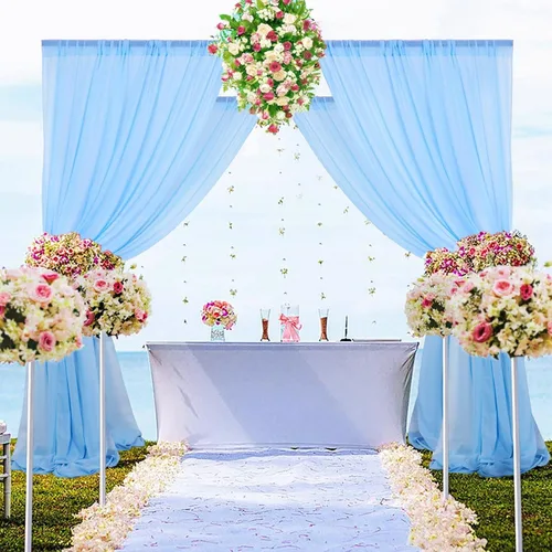Miniatura 36 de DUOBAO Cortina de gasa naranja transparente de 10 pies, 2 paneles de 29 x 120 pulgadas, cortinas de tela de gasa para ceremonia de boda, cortinas