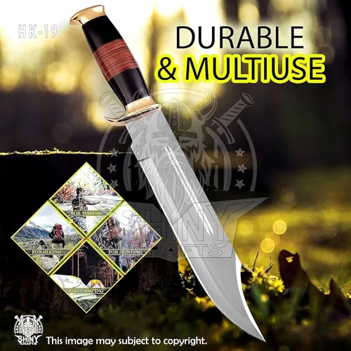 Miniatura 3 de SHINY CRAFTS® - Cuchillo Bowie coleccionable – Regalo estilo cocodrilo para él, ideal para camping, exhibición y entusiastas de los cuchillos