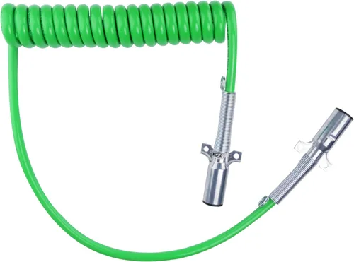 Miniatura 8 de Cable de Alimentación Eléctrica ABS de 7 Vías 12 Pies Verde Enrollado en Espiral Coleta Cables de Alimentación Enrollados Cable Resistente Cable