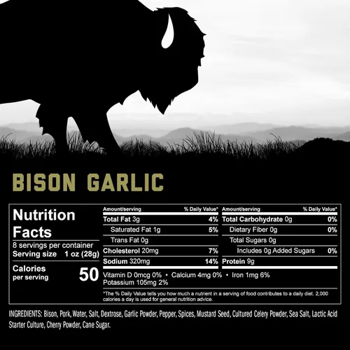 Miniatura 2 de ICON Meats Bison and Pork Summer Sausage, Garlic Flavor, 4 Pack High Protein Snacks, Individually Wrapped, Zero Sugar, Gluten Free, Natural, USDA